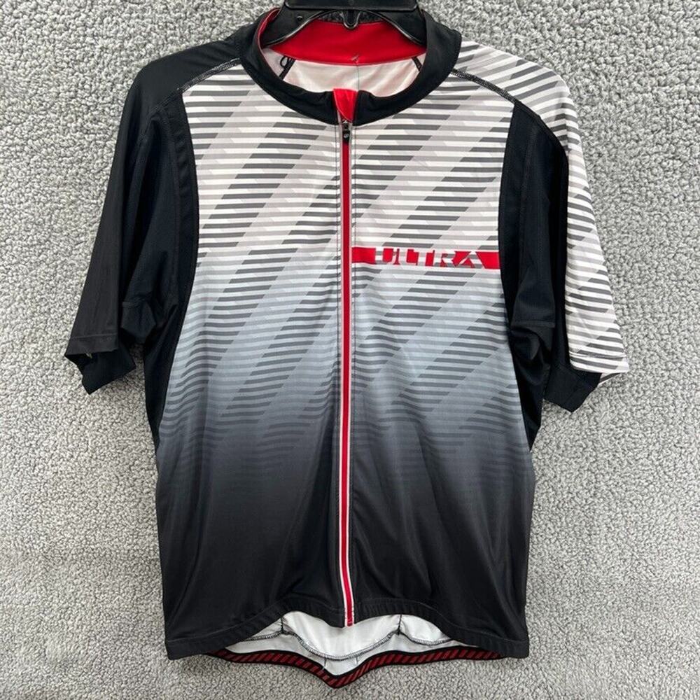 Performance Bicycle Ultra Full-Zip Black White Red SS Jersey Men's Size XXL